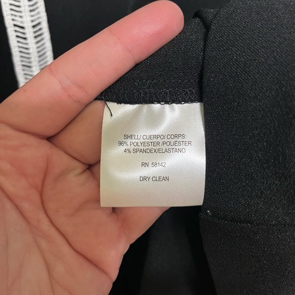 London Times Dress Black with White Accents V Neckline Work Dress Size 12P - Picture 9 of 9